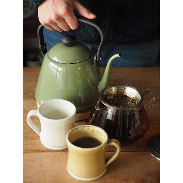 Noda Horo Drip Kettle II Japanese Enamel Gooseneck Kettle Olive DK-200OL