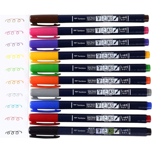 P-2-TMBW-BSHPEN-WSBH10C-Tombow Fudenosuke Brush Pen 10 Colors WS-BH10C.jpg