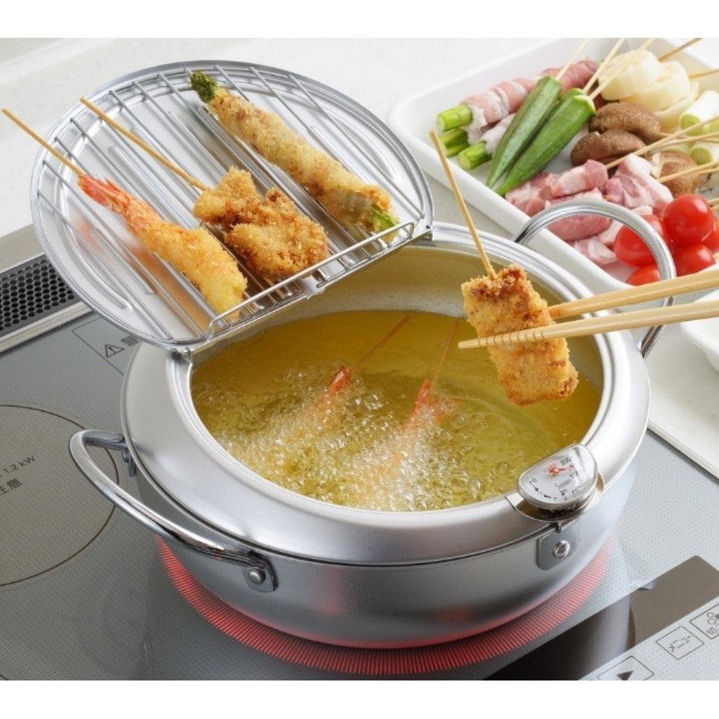 Friteuse Japonaise Avec Thermomètre - 24cm, Revêtement Silicone, Fabrication Japon