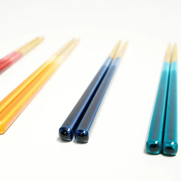 Premium Wooden Chopsticks Non-Slip Dishwasher Safe Gradient Blue 23cm