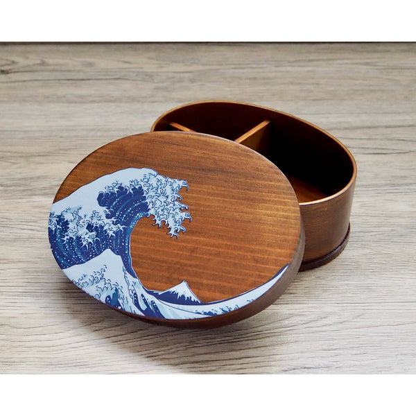 Wooden Bento Box Great Wave Design Japanese Lunch Box 700ml