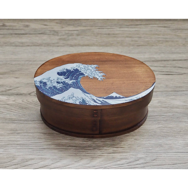 Wooden Bento Box Great Wave Design Japanese Lunch Box 700ml