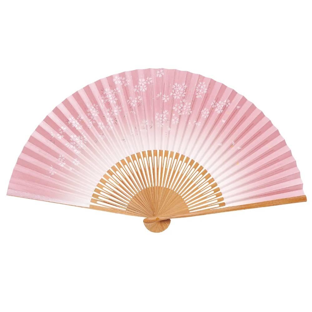 Yamani Cherry Blossom Design Pink Sensu Handheld Folding Fan 21.5cm