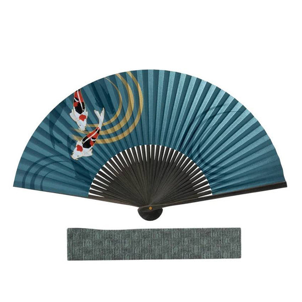 Yamani 100% Cotton Blue Sensu Case Folding Fan Cloth Bag 24cm