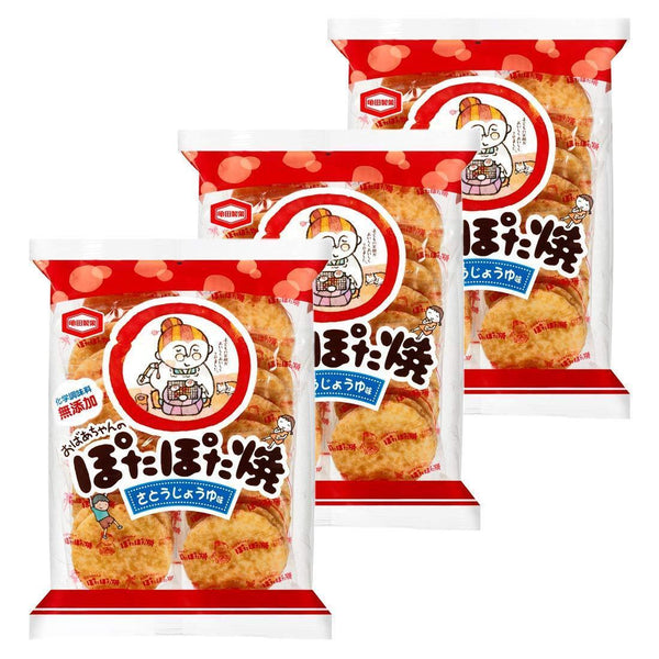 Kameda Auntie's Potapota Yaki Senbei Rice Crackers 20 pcs. (Pack of 3), Japanese Taste