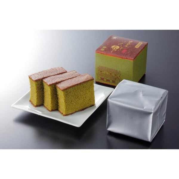 Kashuen Moricho Long Shelf Life Matcha Green Tea Castella Cake 3 Pieces, Japanese Taste