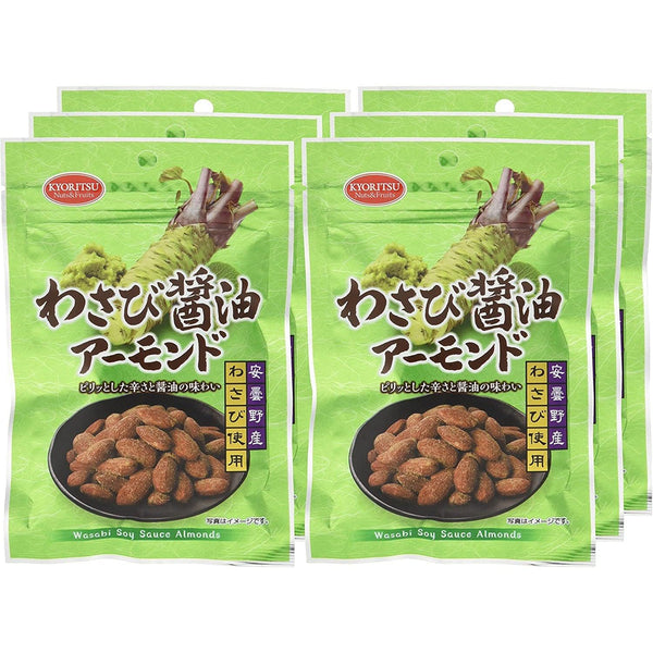 Kyoritsu Roasted Almond Snack Wasabi Soy Sauce Flavor 45g (Pack of 6), Japanese Taste
