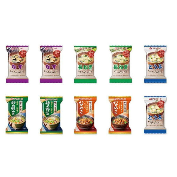 Amano Foods Freeze Dried Japanese Miso Soup Assortment II 10 Servings, Japanese Taste