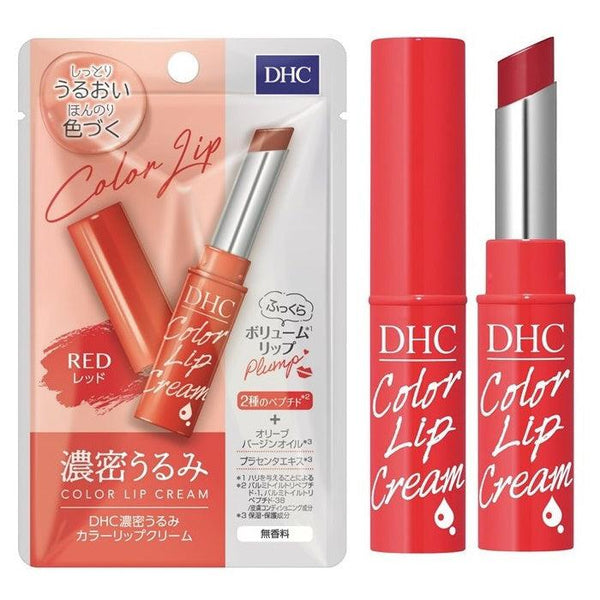 DHC Color Lip Cream Unscented Natural Lipstick Red 1.5g, Japanese Taste