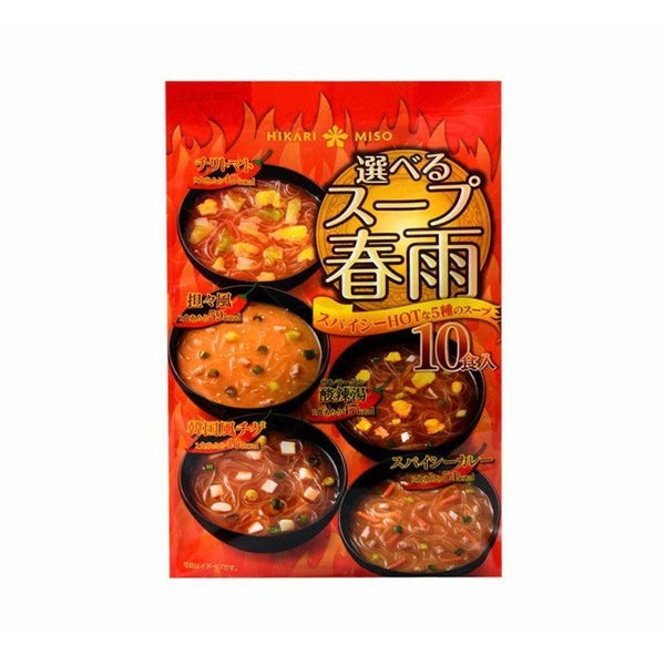 Hikari Miso Instant Hot and Spicy Harusame Soup Assortment 10 Packets, Japanese Taste