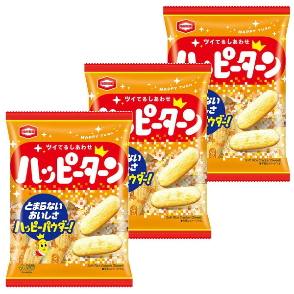 Kameda Happy Turn Senbei Rice Crackers 96g (Pack of 3 Bags), Japanese Taste