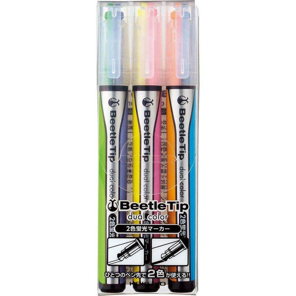 Kokuyo Beetle Tip Dual Color Highlighter Set 3 Pens (6 Vivid Colors) –  Japanese Taste