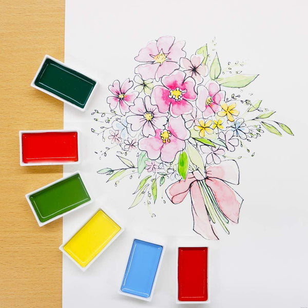 Kuretake Gansai Tambi Watercolor Paint Set 24 Colors MC20/24V, Japanese Taste