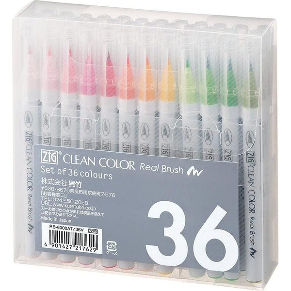 Kuretake ZIG Clean Color Real Brush Marker 36 Colors RB-6000AT/36V-Japanese Taste