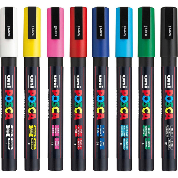 POSCA Paint Marker Set, 8-Color PC-5M Medium Dark Color Set