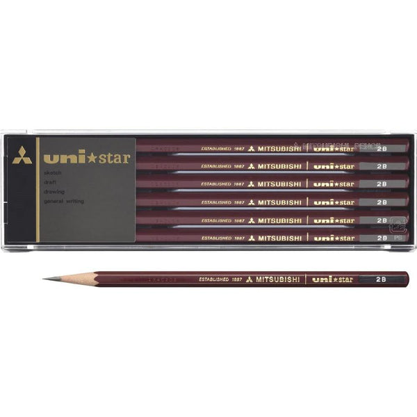Mitsubishi Uni Star Japanese Graphite Pencils 2B 12 Pieces-Japanese Taste