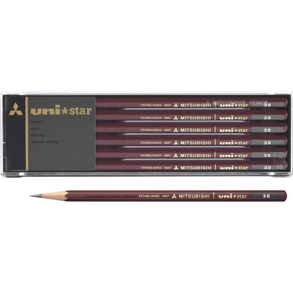 Mitsubishi Uni Star Japanese Graphite Pencils 3B 12 Pieces-Japanese Taste