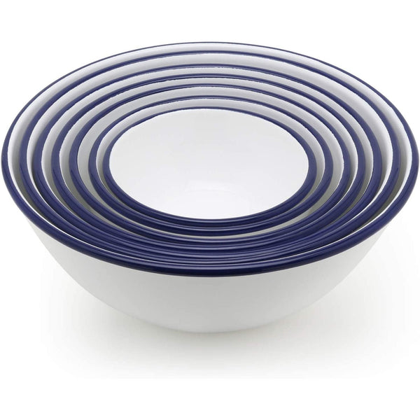 Tsuki Usagi White Enamel Bowl With Navy Blue Detailing – Japanese Taste